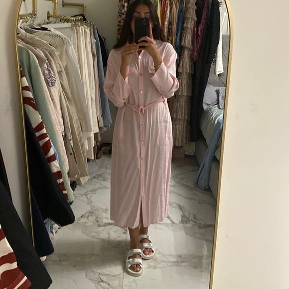 Zara Dresses & Skirts - Light pink maxi shirt dress